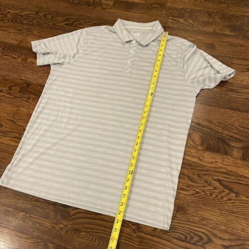 PUMA Golf Stripe Print Dry Cell Technology Performance Polo Shirt Large Gray - Picture 4 of 5
